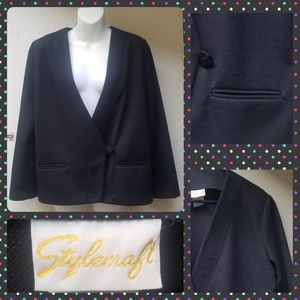 VTG 80S Oversize Black One Button Blazer